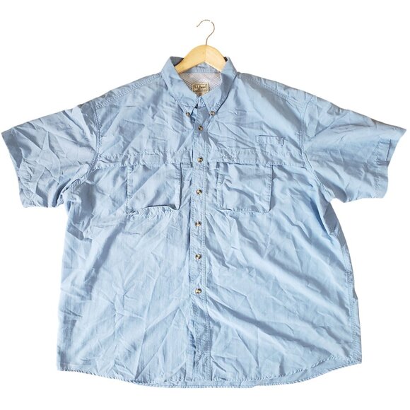 L.L. Bean Mens Blue Vented Fishing Shirt Size XXL Pockets Outdoor Camping Casual - Picture 1 of 6